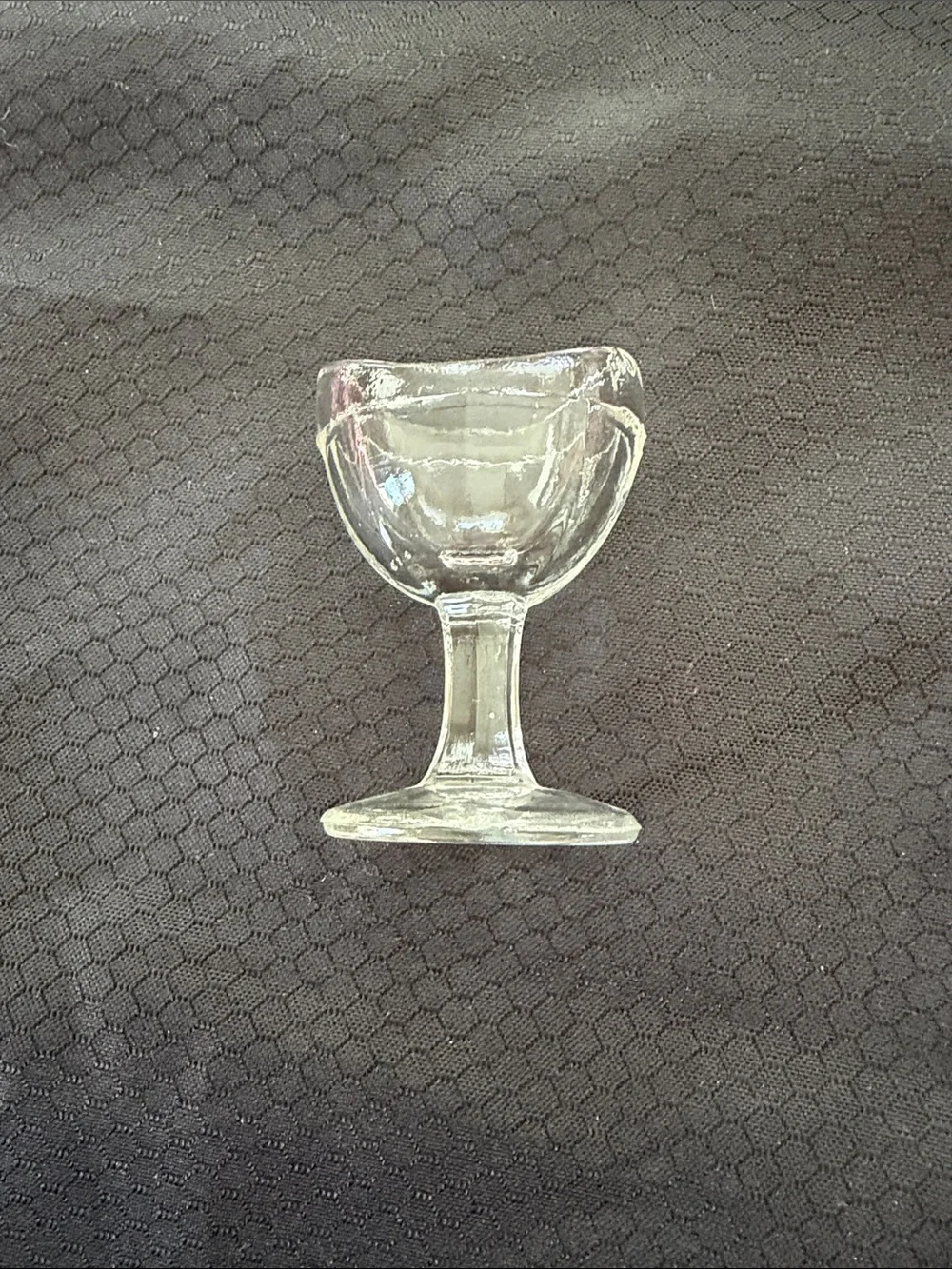 Vintage clear press glass eyeglass wash APX 2 inches